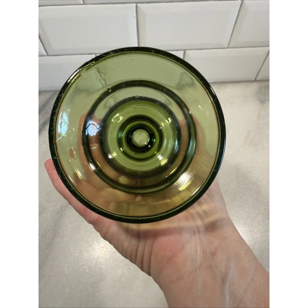 Vintage Indiana Glass Green Footed Pedestal‎ Urn Vase Pressed Glass MCM 6